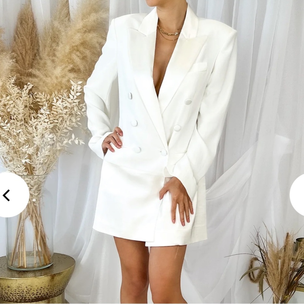 NWT Amanda Uprichard Gibson Ivory Double-Breasted Blazer Dress